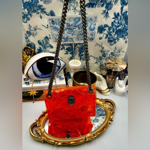 🆕 KURT GEIGER LONDON 🧿 NWOT Mini Kensington Crossbody Bag, Transparent Orange - Picture 13 of 15